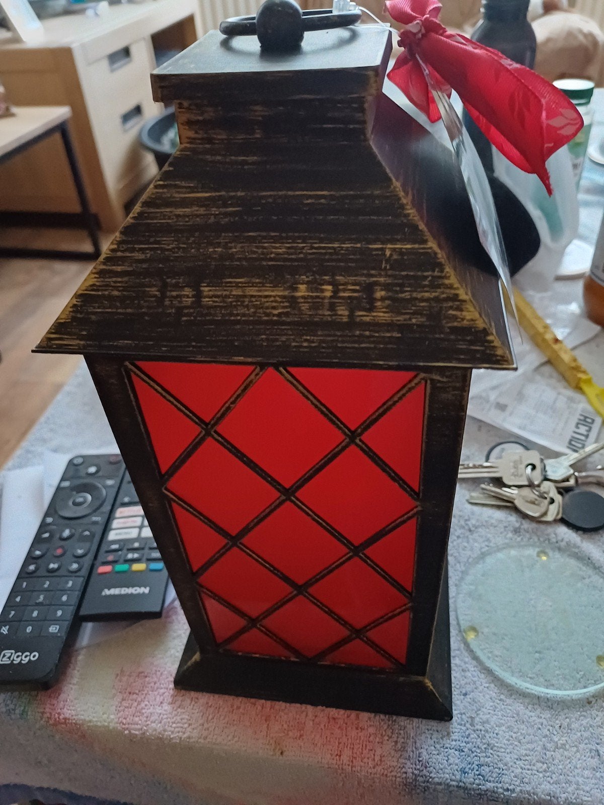 Decoratieve LED Lantaarn met Timer - Zwart/Goud, Zwart, Nieuw, Ophalen of Verzenden, Klassiek