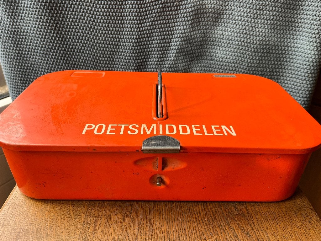 Vintage Brabantia poetsmiddelen kist - Oranje, Ophalen, Huis en Inrichting