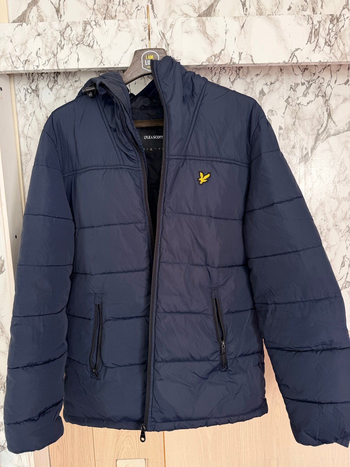 Lyle & Scott Donkerblauwe Puffer Jas Maat M, Ophalen, Zo goed als nieuw, Maat 48/50 (M), Blauw