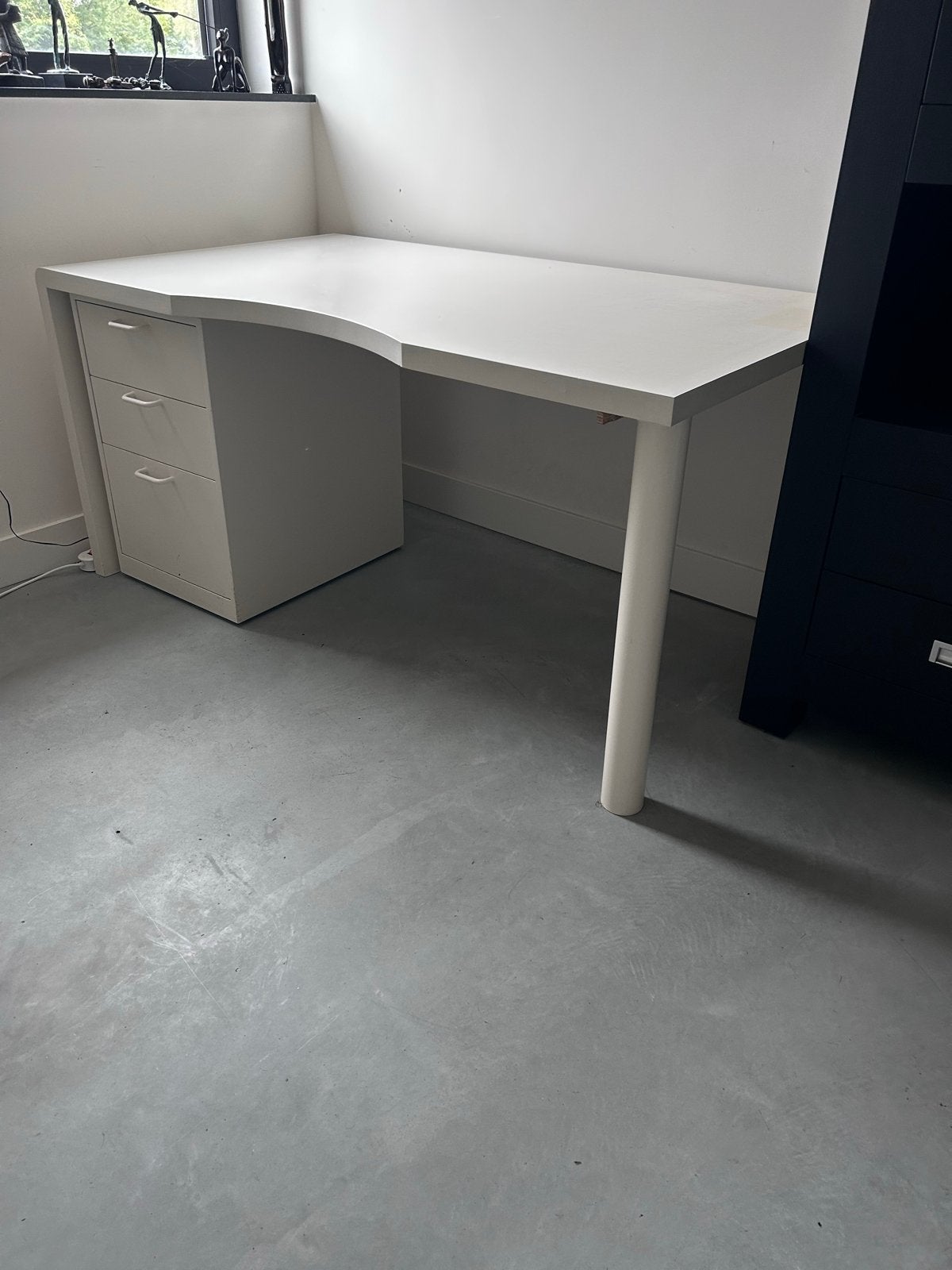 Wit bureau met lades - ideaal voor thuiswerkplek, Ophalen, 160 cm, Gebruikt, 88 cm