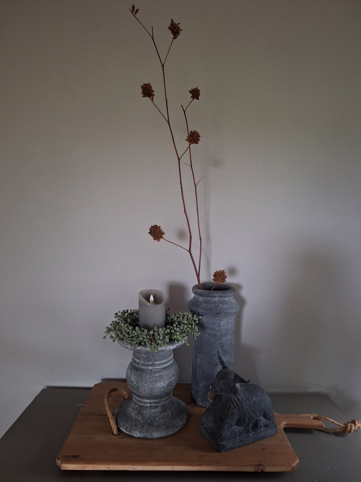 Landelijke decoratieset, Ophalen, Grijs, Steen/keramiek, Landelijk