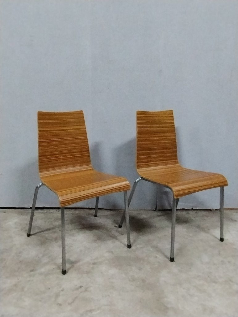 Stoel kantinestoel eetkamerstoel Zebrano stapelbaar, Ophalen of Verzenden, Gebruikt, Bruin, Vijf, Zes of meer stoelen