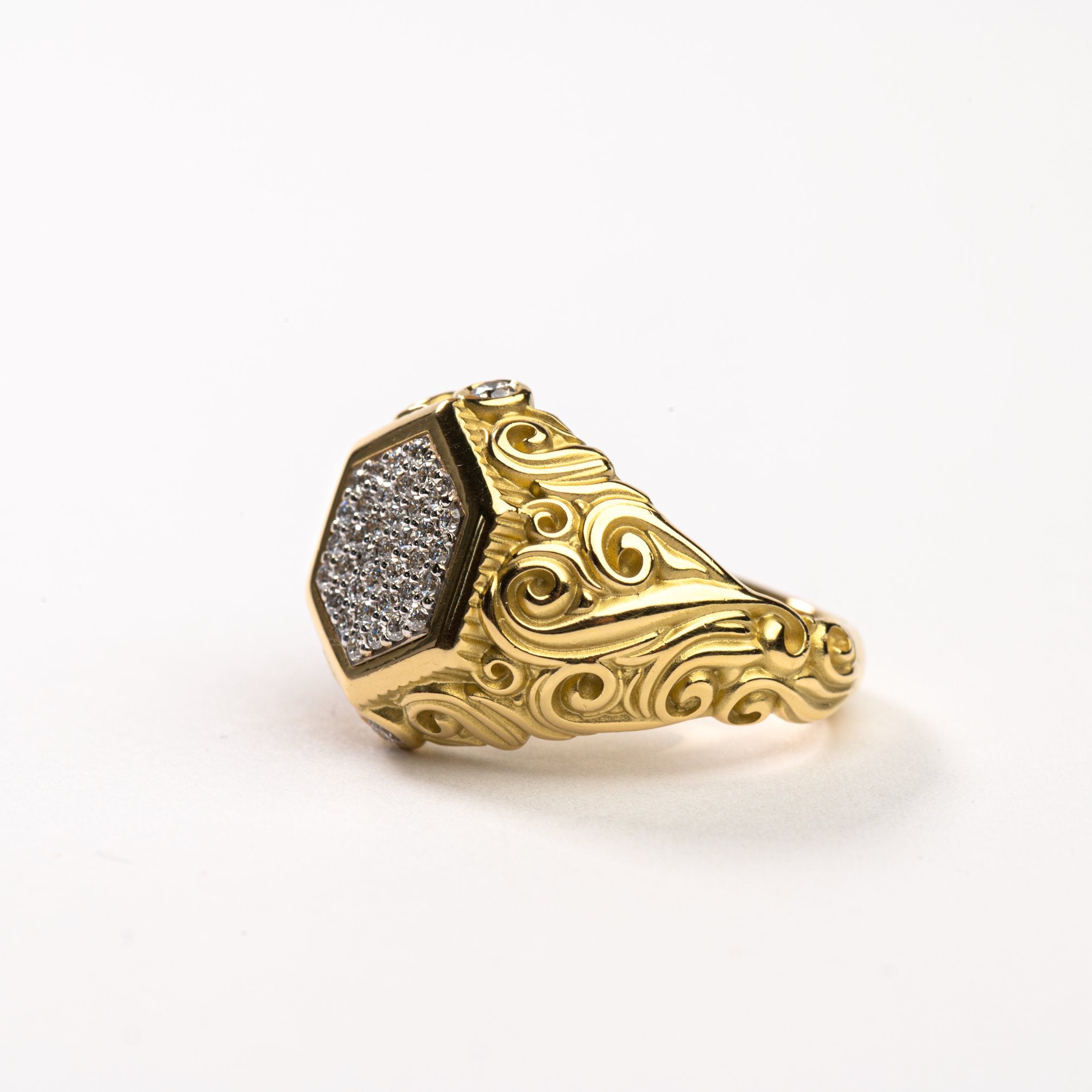 Unieke diamanten zegel ring 18kt, Ophalen of Verzenden