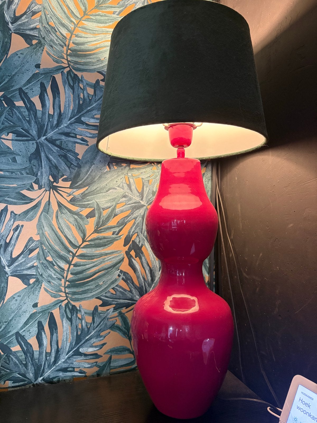 Opvallende roze tafellamp, Ophalen, Keramiek, E27 (groot), Met kap