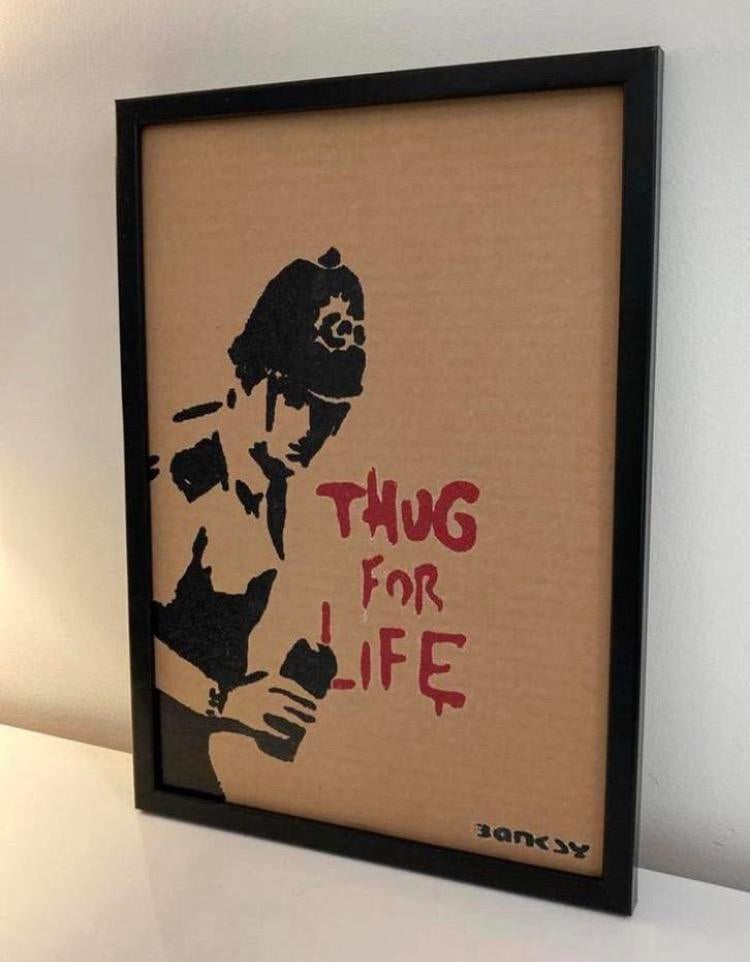 Banksy : werk beperkt tot 50 exemplaren. ingelijst verkocht, Antiek en Kunst, Kunst | Designobjecten, Ophalen of Verzenden