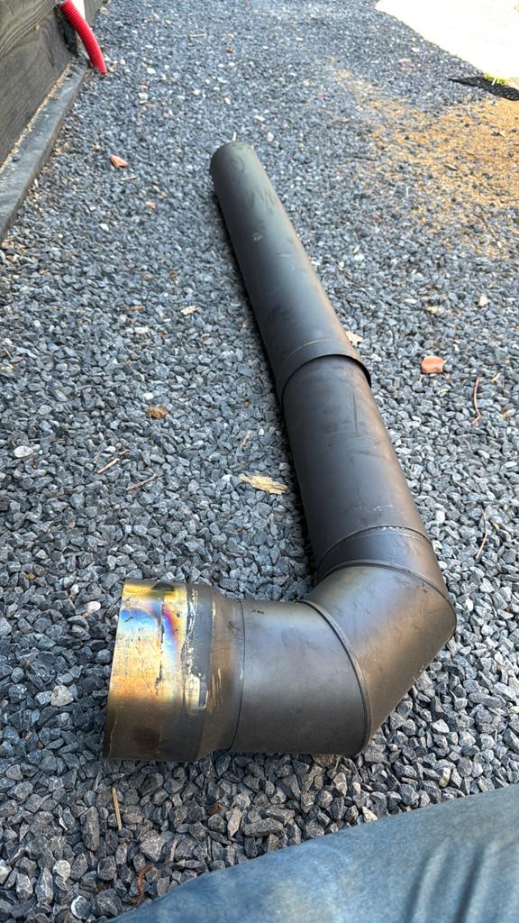 Kachelpijp 130mm met bocht en verloop naar 150mm, Ophalen of Verzenden, Gebruikt, Overige soorten