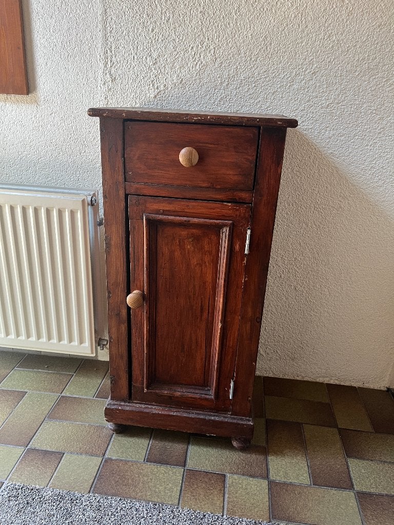 Vintage houten kastje met lade – landelijke stijl, Ophalen, Gebruikt, 1 of 2 laden, 50 tot 100 cm