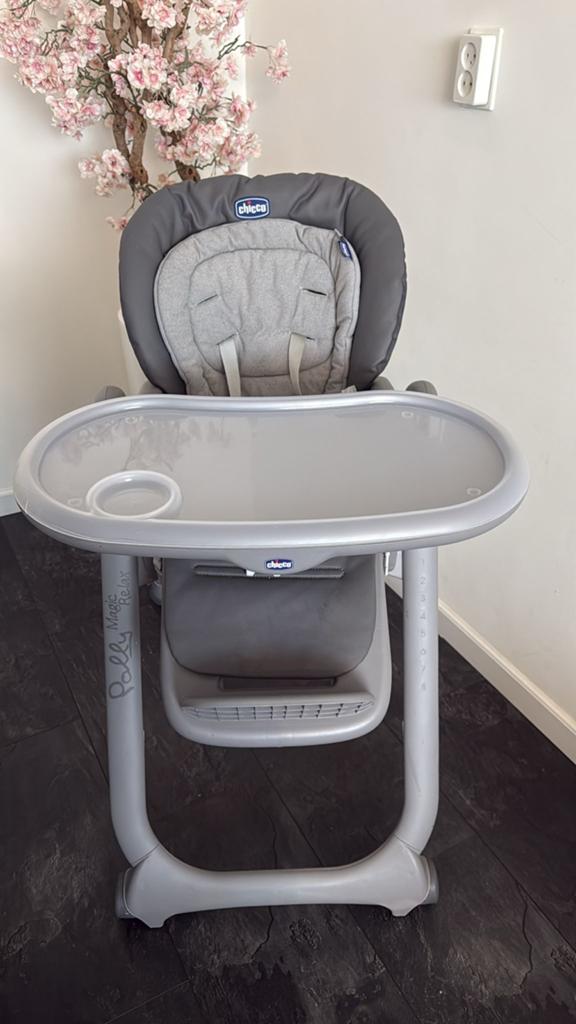 Chicco Polly Magic Relax kinderstoel - Grijs, Kinderen en Baby's, Kinderstoelen, Ophalen of Verzenden, Gebruikt, Meegroeistoel