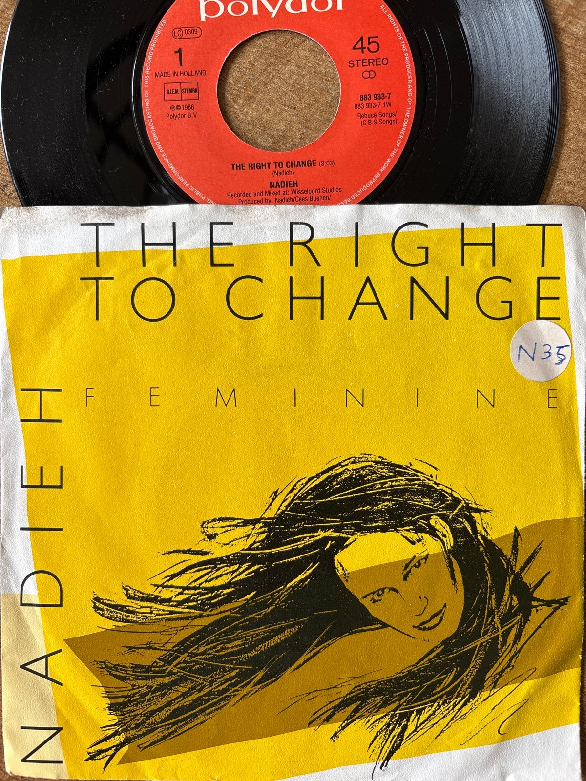 Nadieh - The Right To Change (Single, 1986), Gebruikt, Pop, 7 inch, Ophalen of Verzenden