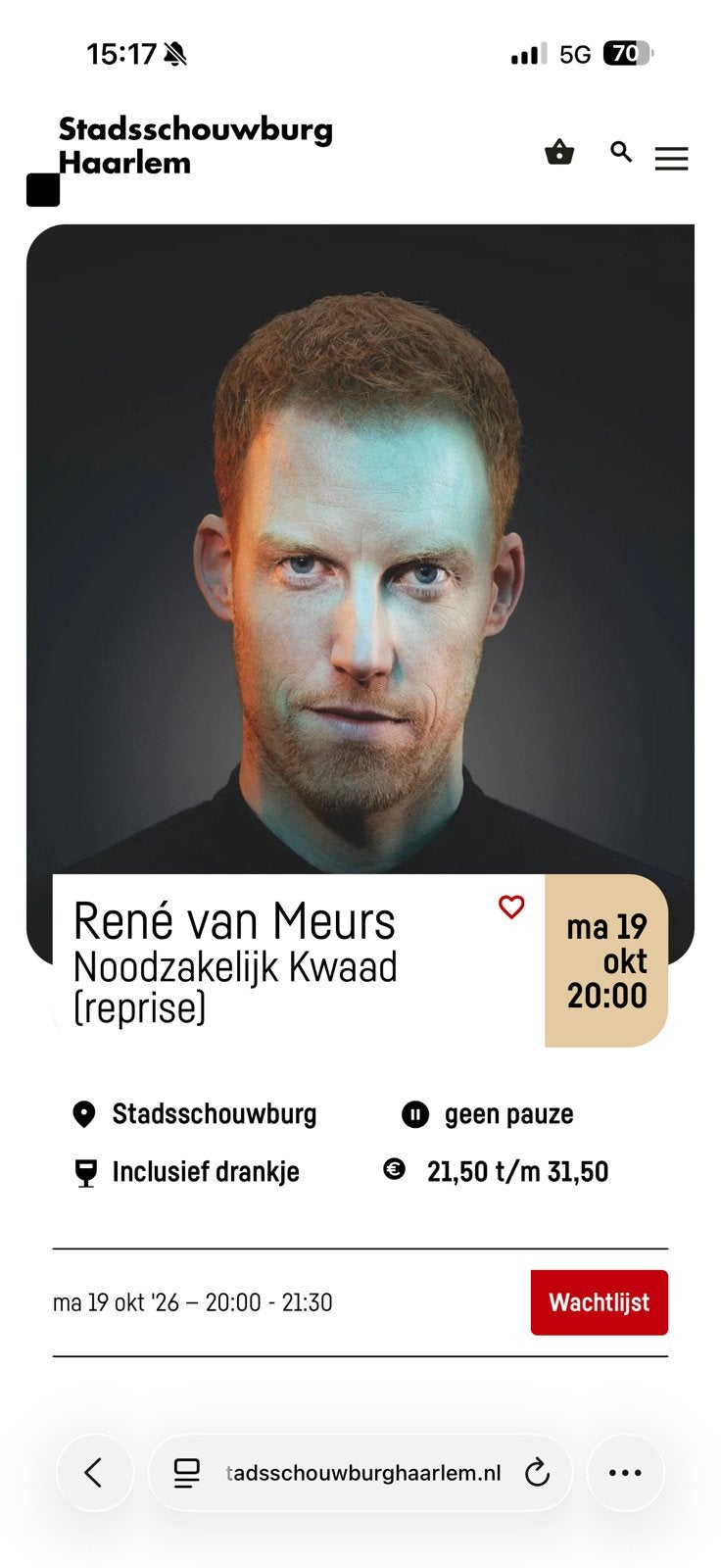 René van Meurs, Noodzakelijk kwaad Haarlem 19/10 20:00, Twee personen, Oktober