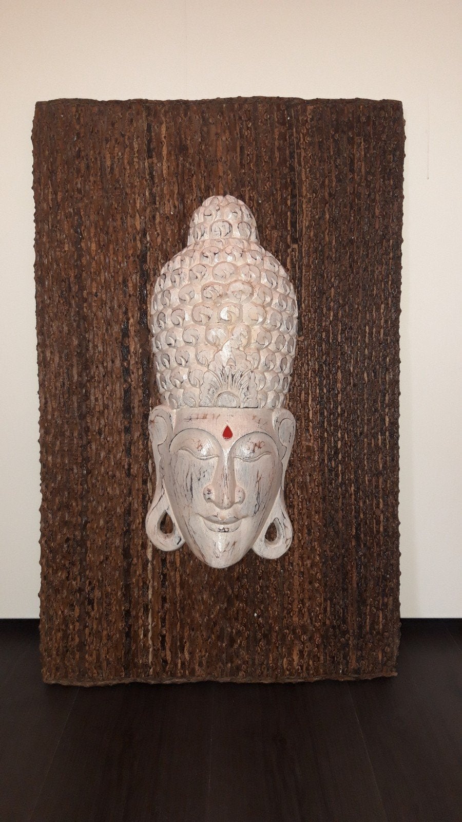 Boeddha op paneel van hout, Ophalen of Verzenden, Hout, 80 cm, Handgemaakt