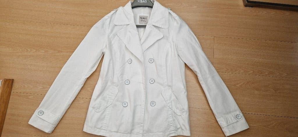 Esprit jas gevoerd marine look, wit double brested maat 38, Kleding | Dames, Maat 38/40 (M), Verzenden, Wit, Zo goed als nieuw