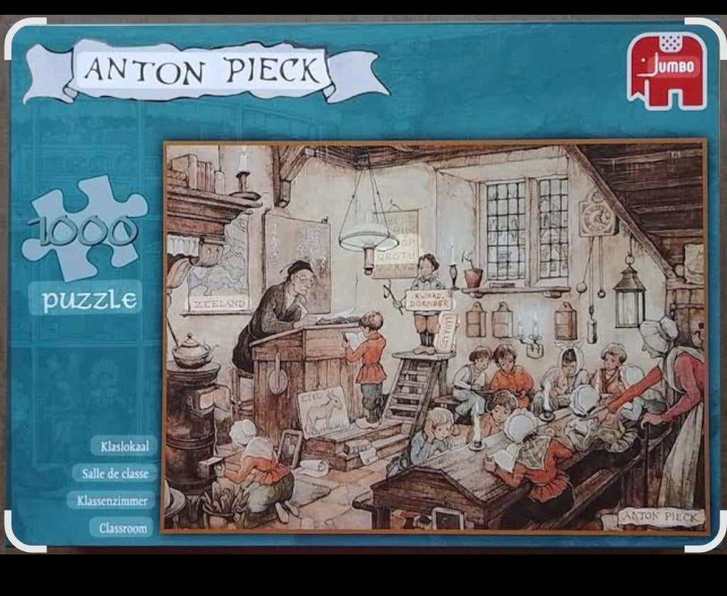 Gezocht: puzzel Anton Pieck - het klaslokaal / classroom, Ophalen of Verzenden, 500 t/m 1500 stukjes, Zo goed als nieuw, Legpuzzel