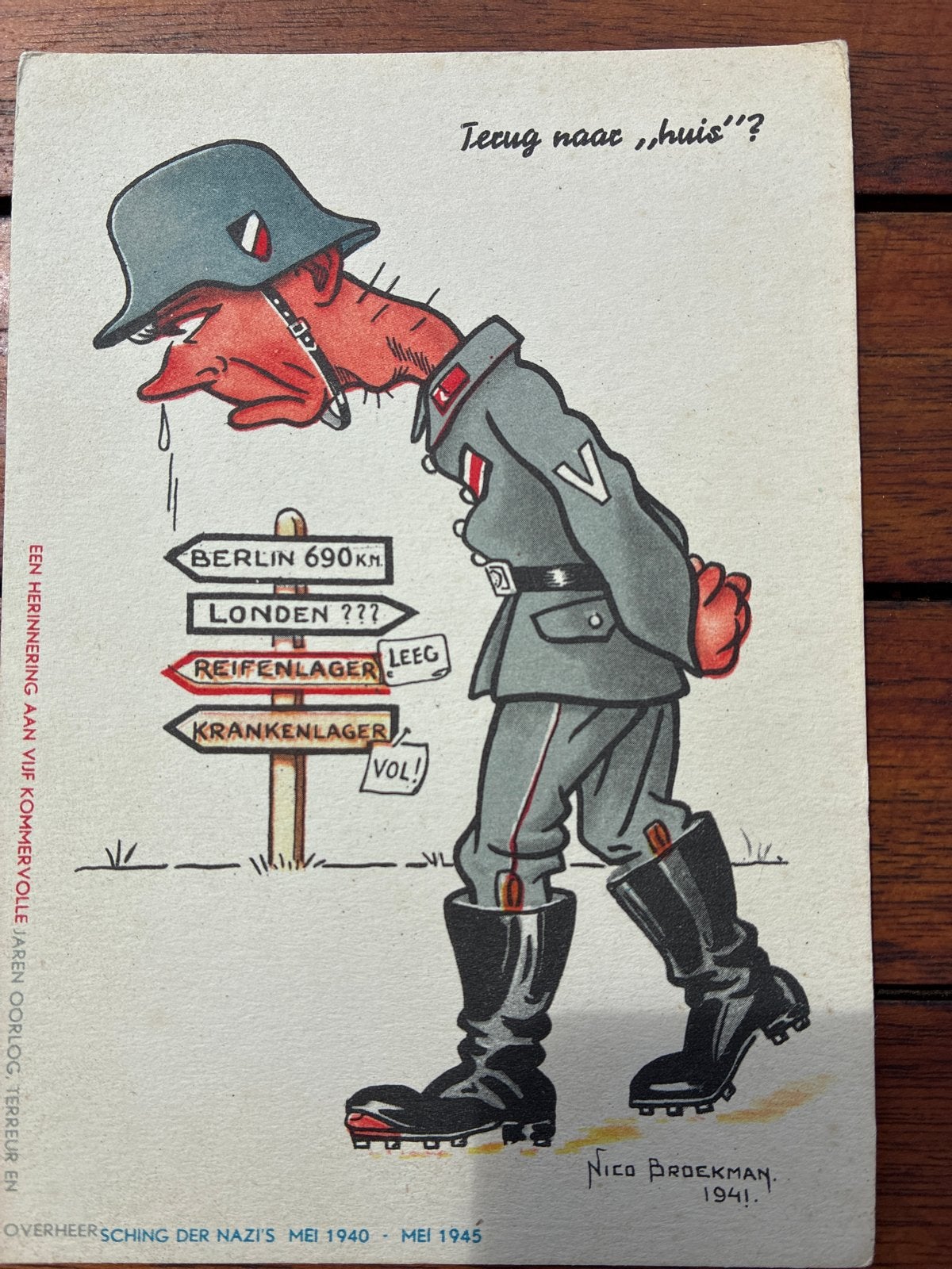Spotprent ansichtkaart WOII - Nico Broekman 1941, Ophalen of Verzenden, 1940 tot 1960, Ongelopen, Politiek en Historie