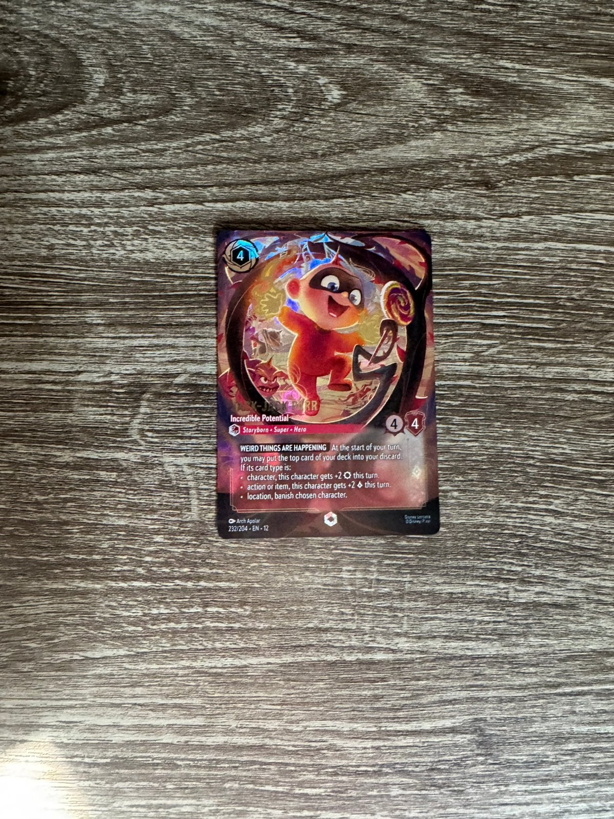 Lorcana enchanted “Jack-Jack Parr” 232/204 van Wilds Unknown, Hobby en Vrije tijd, Ophalen of Verzenden, Nieuw, Losse kaart, Foil