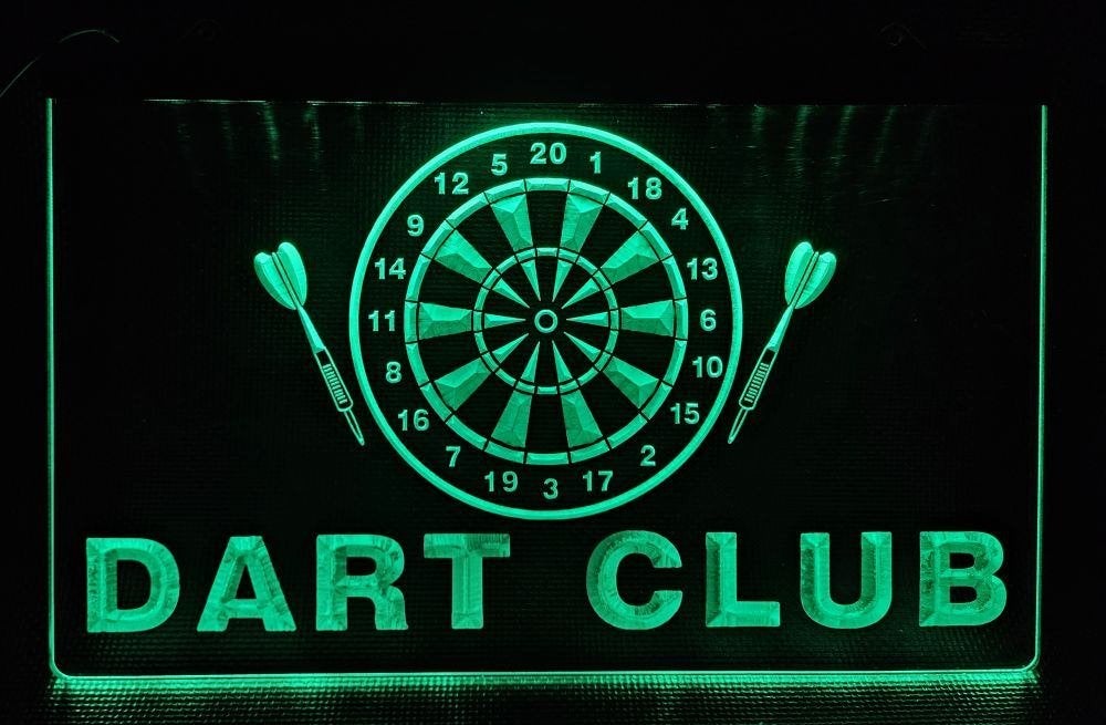 Dart Club darten groen led reclame ledlamp wanddeco, Info@deconoord.nl, Deco Noord, Nieuw, Ophalen of Verzenden