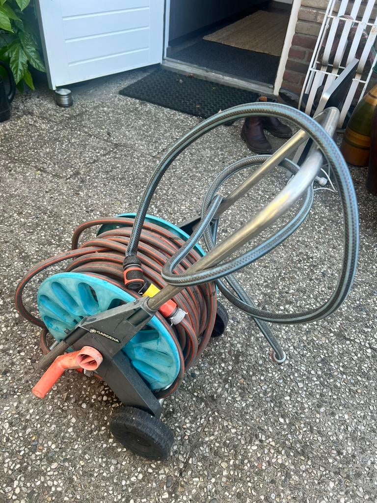 Gardena tuinslang met haspel, Ophalen, Gebruikt, Tuinslang