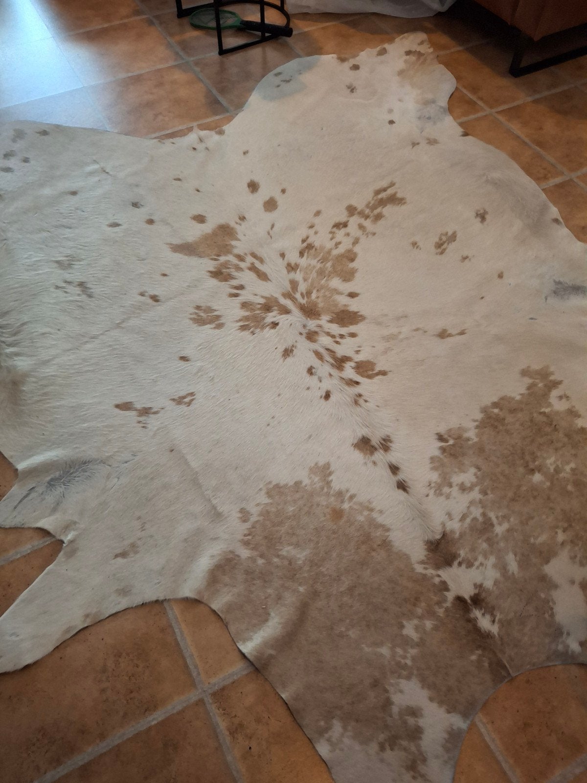 zgan koeienhuid vloerkleed, Huis en Inrichting, Ophalen, Beige, 200 cm of meer, Zo goed als nieuw