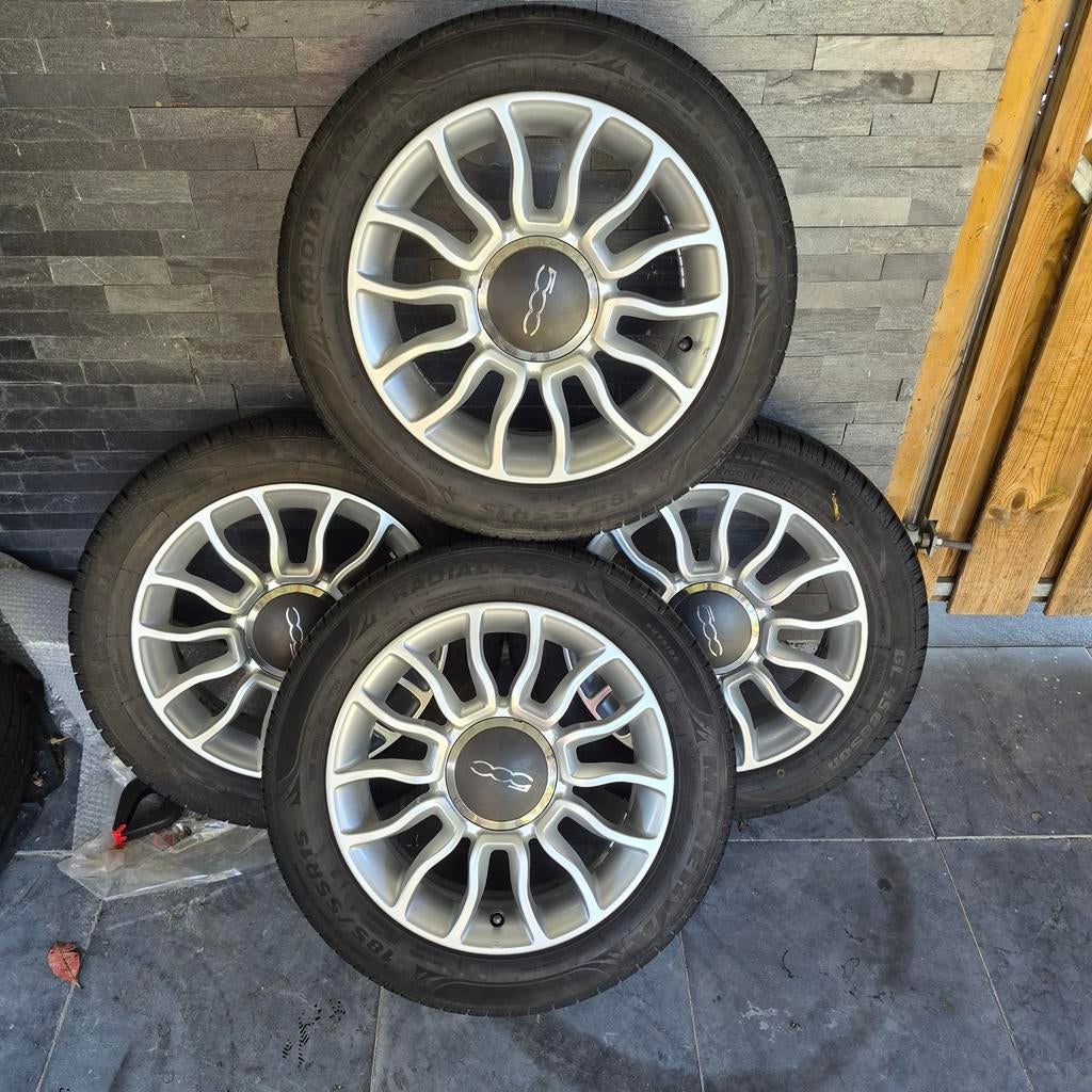 Fiat 500 velgen met banden 15inch, Auto-onderdelen, Banden en Velgen, Ophalen, 15 inch, 185 mm, Band(en)
