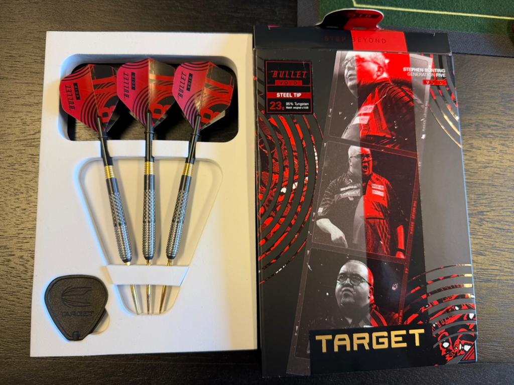 Target Bunting G5 Void 23 gram darts (Nieuw €140), Sport en Fitness, Darts, Ophalen of Verzenden, Zo goed als nieuw, Pijlen