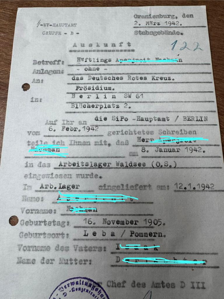 Historisch document WVHA Gruppe D - Concentratiekampen, Verzamelen, Ophalen of Verzenden, Overige soorten, Duitsland, Overige typen