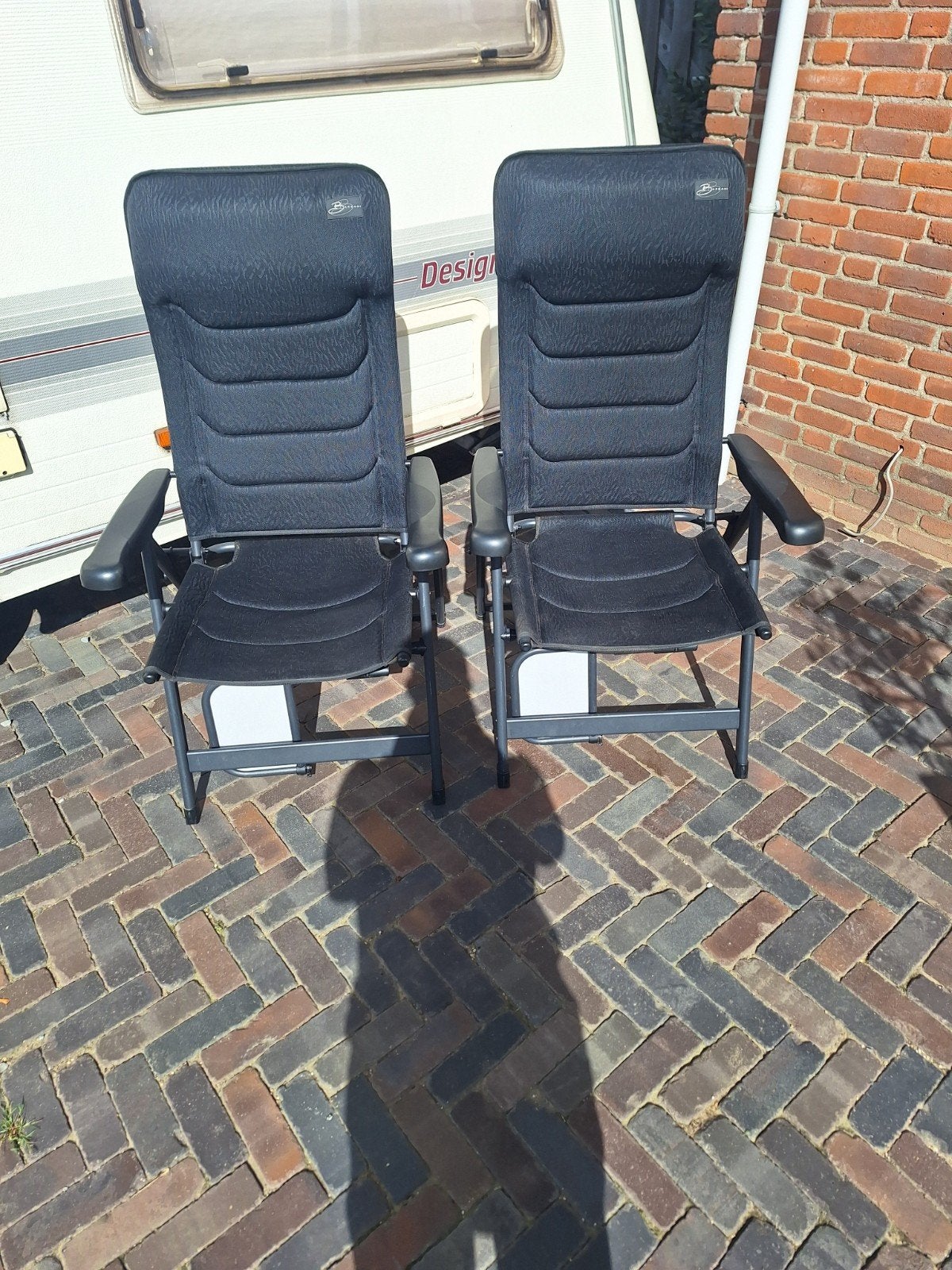 2 Bardani campingstoelen met tafeltje, Caravans en Kamperen, Ophalen, Gebruikt