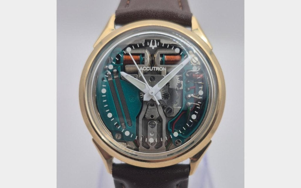 Bulova Accutron 214 Spaceview 1967 gold filled bruin, Ophalen of Verzenden