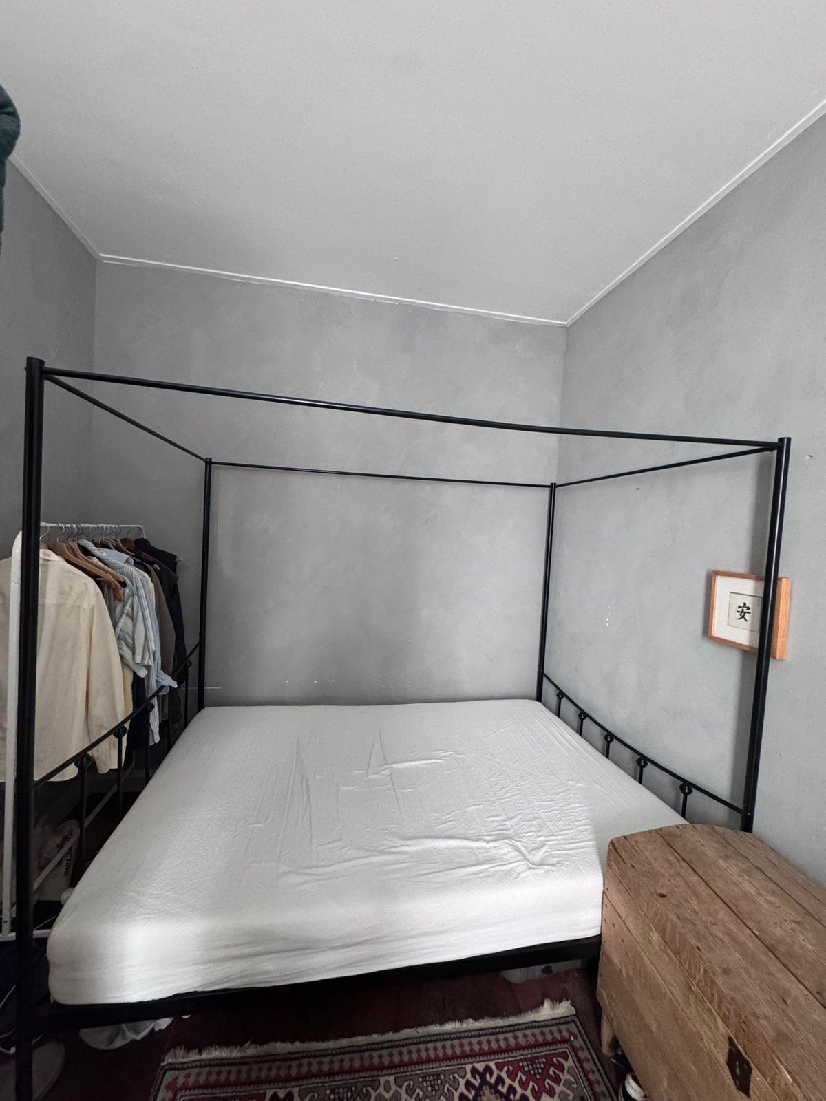 Zwart metalen hemelbed 160x200 cm, Huis en Inrichting, Slaapkamer | Bedden, Gebruikt, Zwart, Tweepersoons, Ophalen of Verzenden