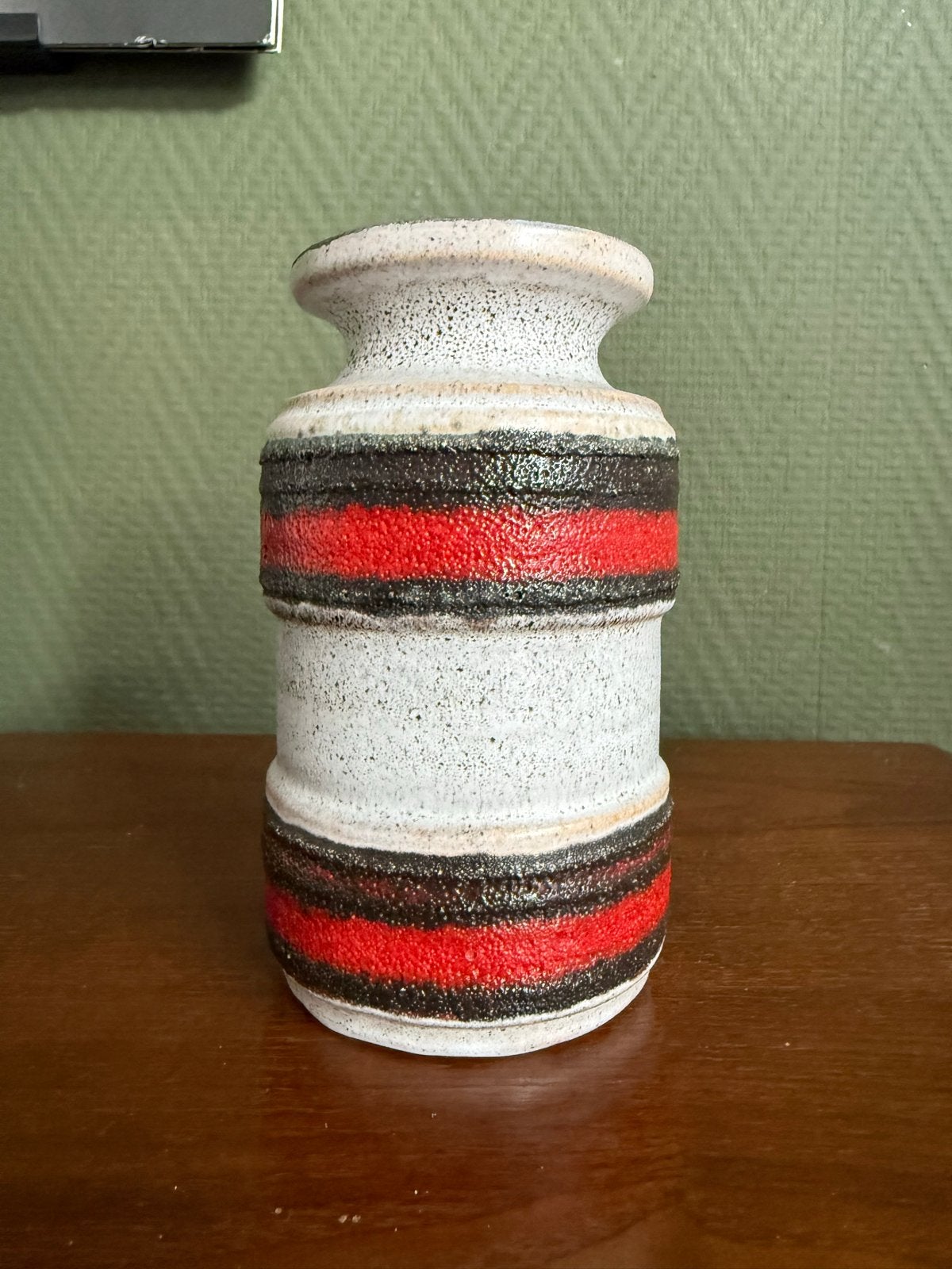 Vintage West-Duitsland Fat Lava vaas - rood/zwart/wit, Ophalen of Verzenden