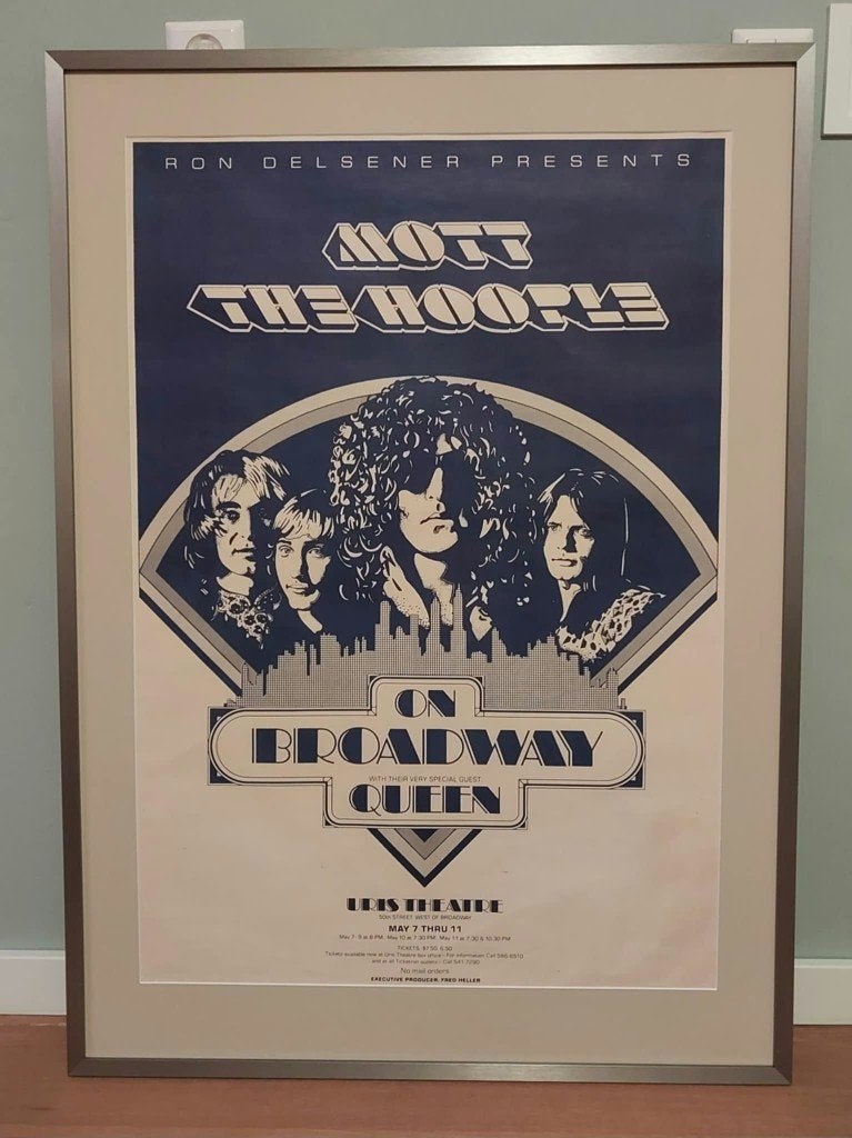 Queen - Mott the Hoople - concert poster New York, mei 1974, Ophalen, Gebruikt, Poster, Artwork of Schilderij