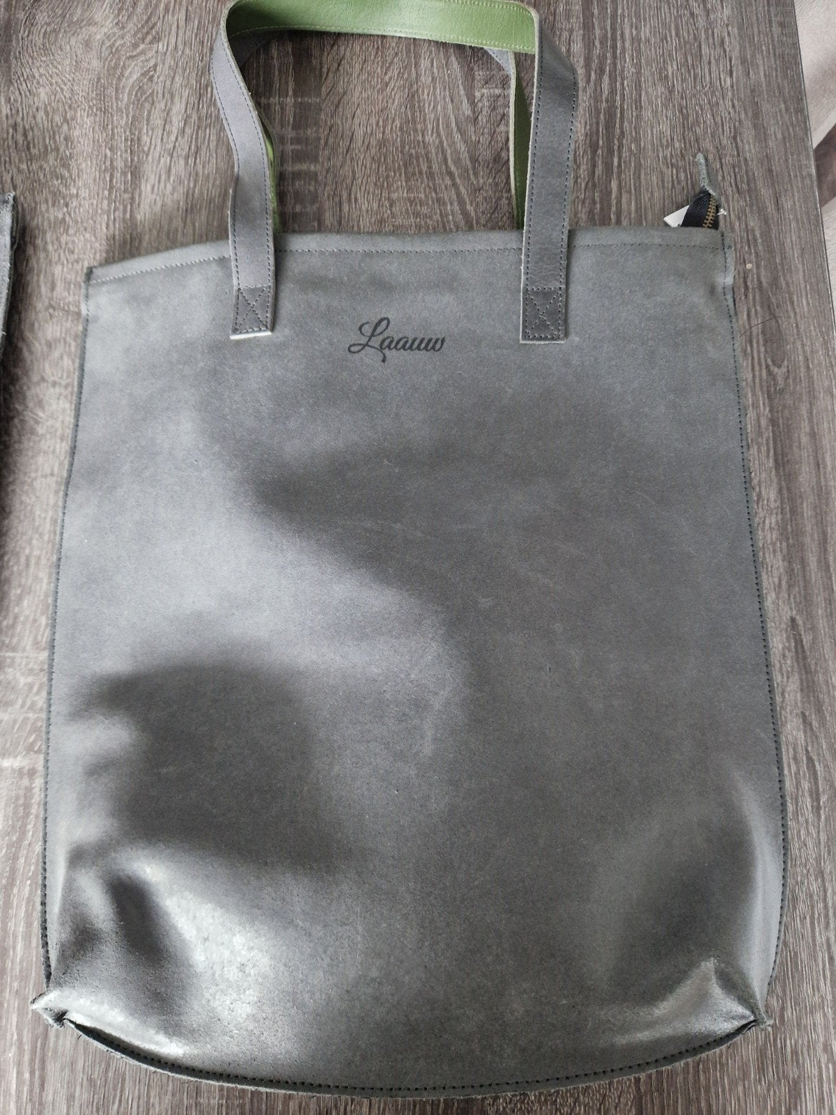 Nieuwe Laauw tas - Retiro dames shopper Grijs met groen leer, Ophalen of Verzenden, Nieuw, Grijs
