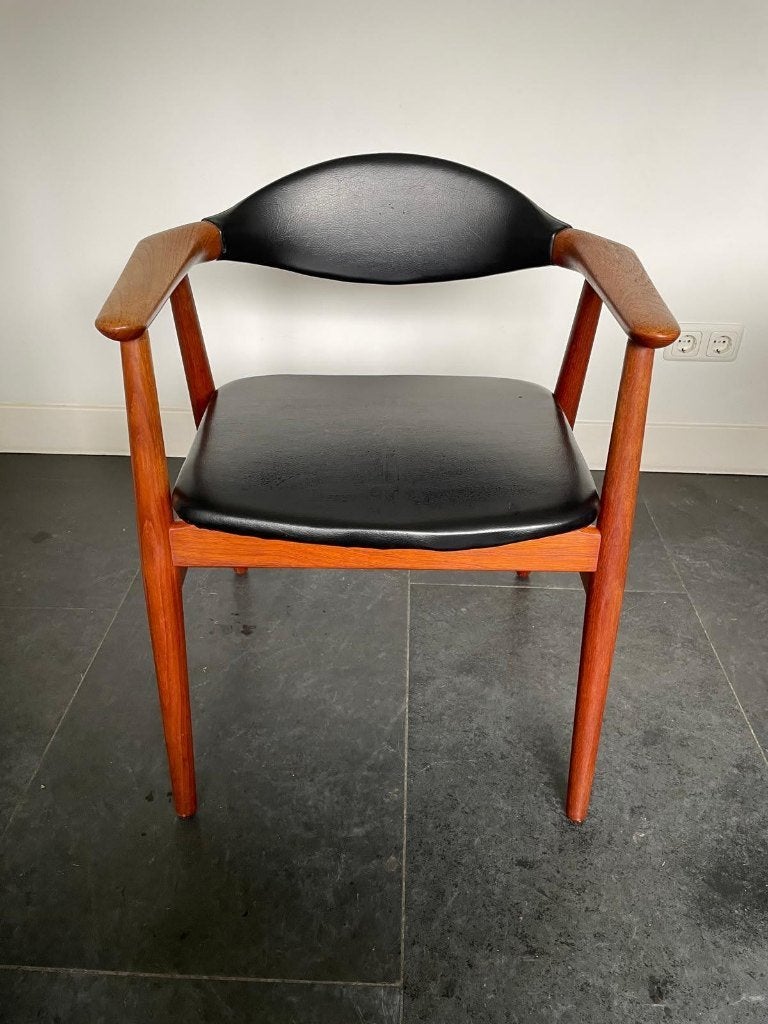 Vintage Deense teak armstoel jaren 60, Ophalen, Gebruikt, Zwart, Hout