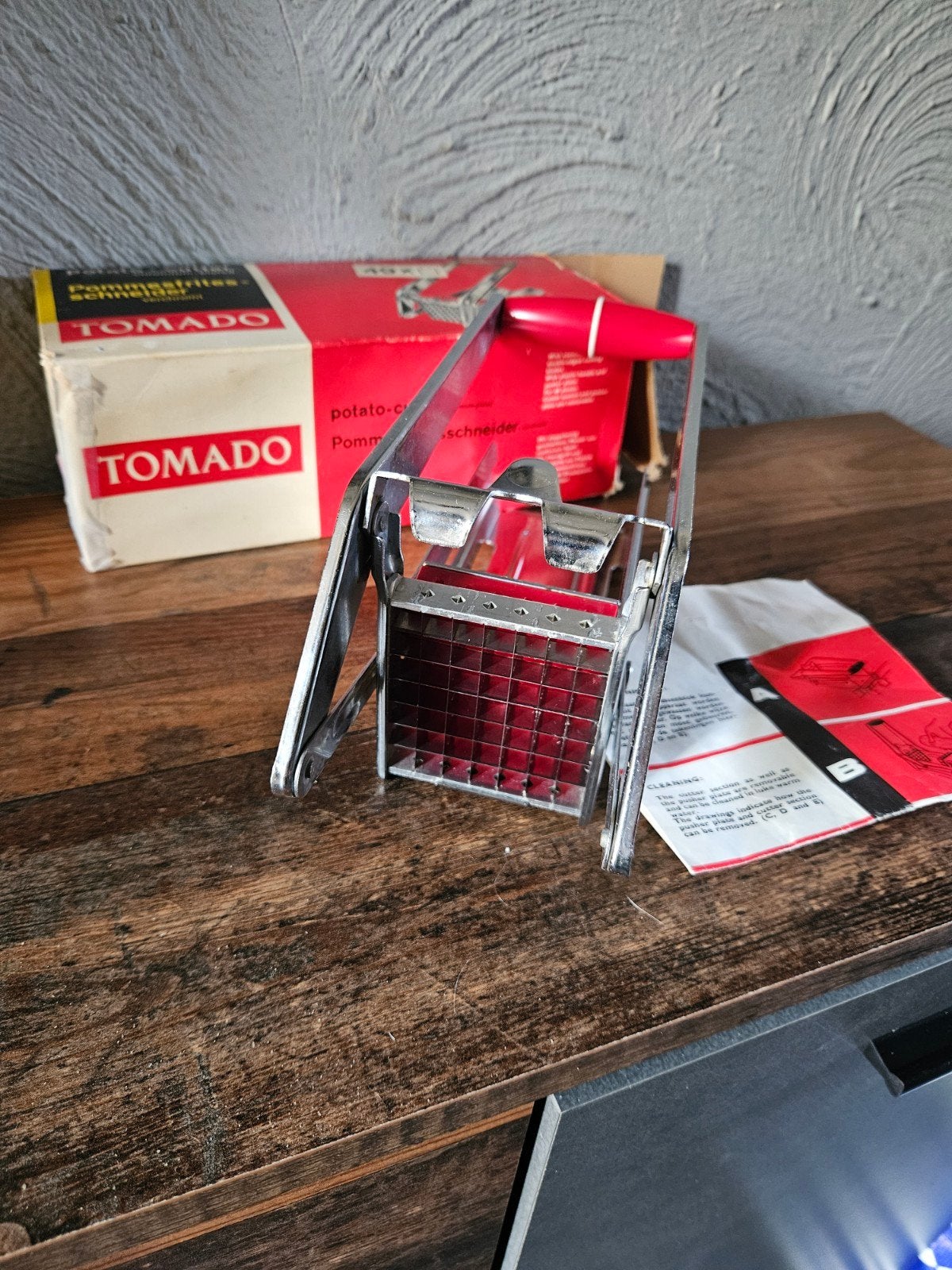 Vintage Tomado metalen - Friet Snijder, zgan in doos, Ophalen of Verzenden