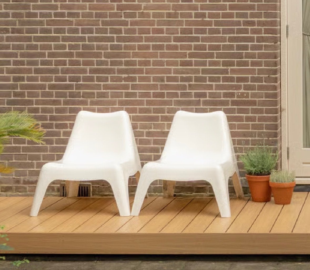 3x IKEA Vago stoelen - Wit kunststof, Tuin en Terras, Ophalen, Gebruikt, Kunststof, Stapelbaar