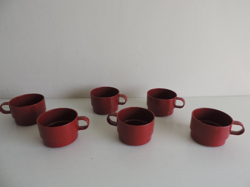 6 mepal bekers / kopjes vintage, Ophalen of Verzenden, Gebruikt