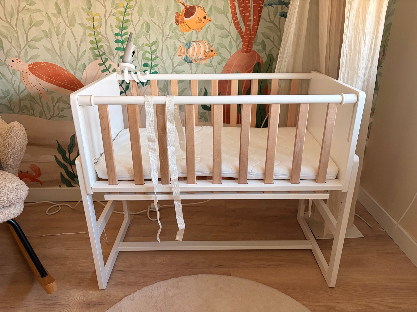 Petite Amelie Co-sleeper/Wieg Nuage Wit/Naturel, Ophalen, Zo goed als nieuw, Wieg