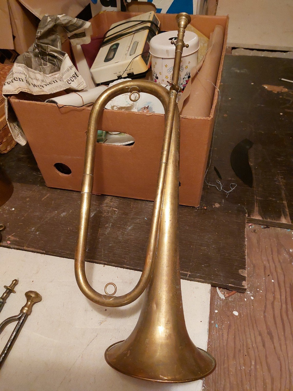 Vintage Koperen Trompet - Decoratief of voor de verzamelaar, Muziek en Instrumenten, Ophalen of Verzenden, Gebruikt, Overige typen