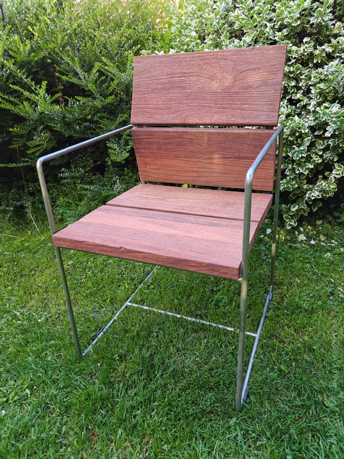 Tuinstoel teak en RVS, Ophalen, Rvs