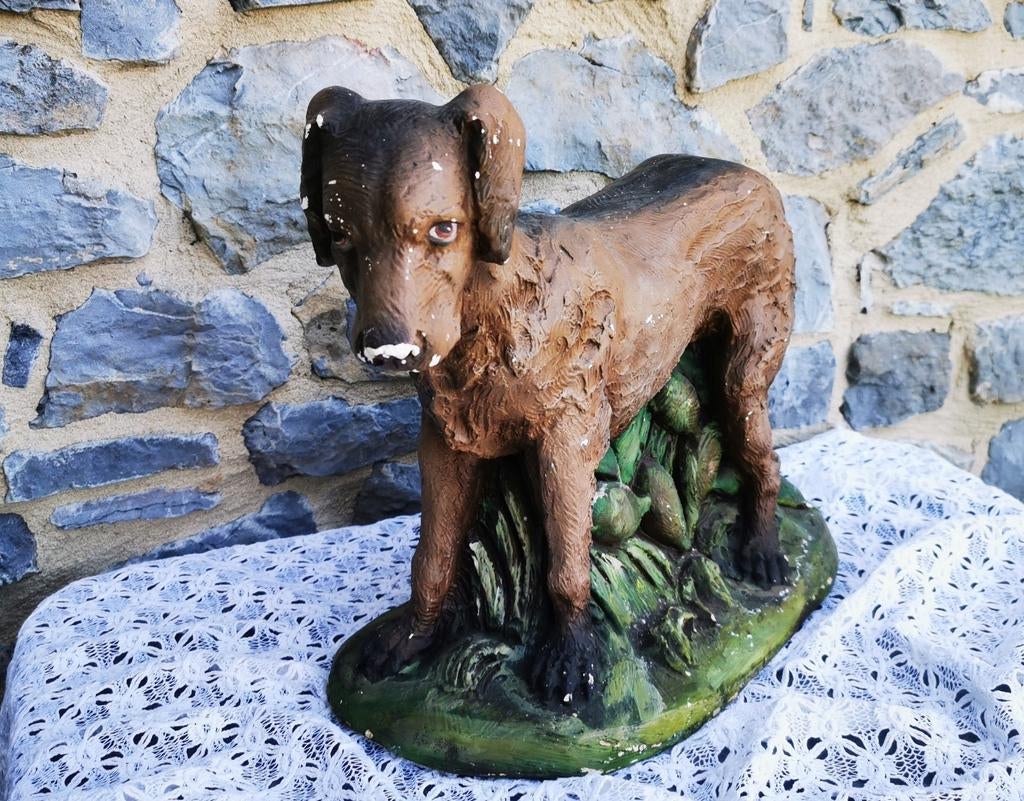 Antiek beeld van hond hondenbeeld gips +-50-40h uit n kerk, Antiek en Kunst, Ophalen
