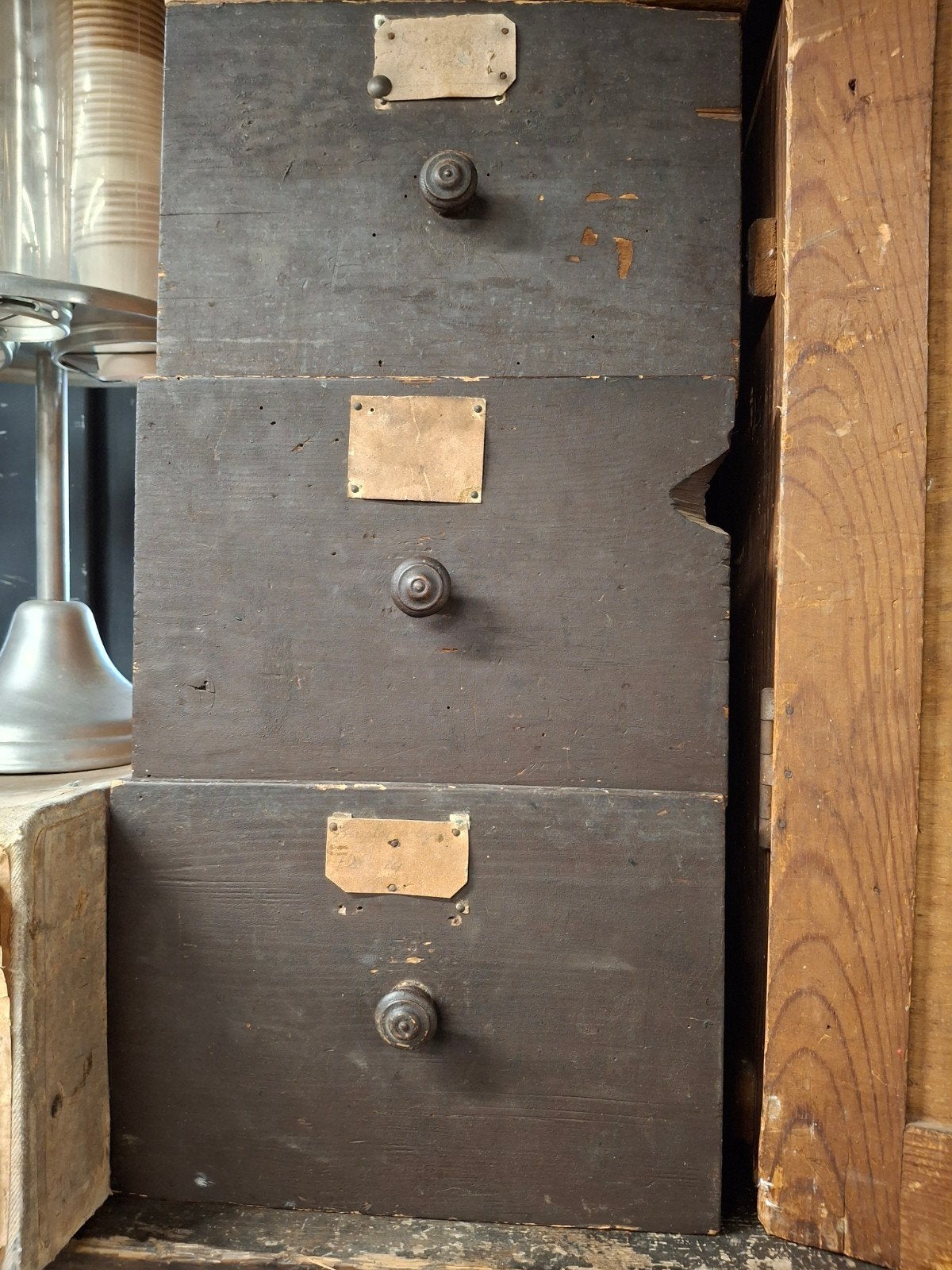 Oud lade laatje opbergkist houten brocante, Ophalen of Verzenden
