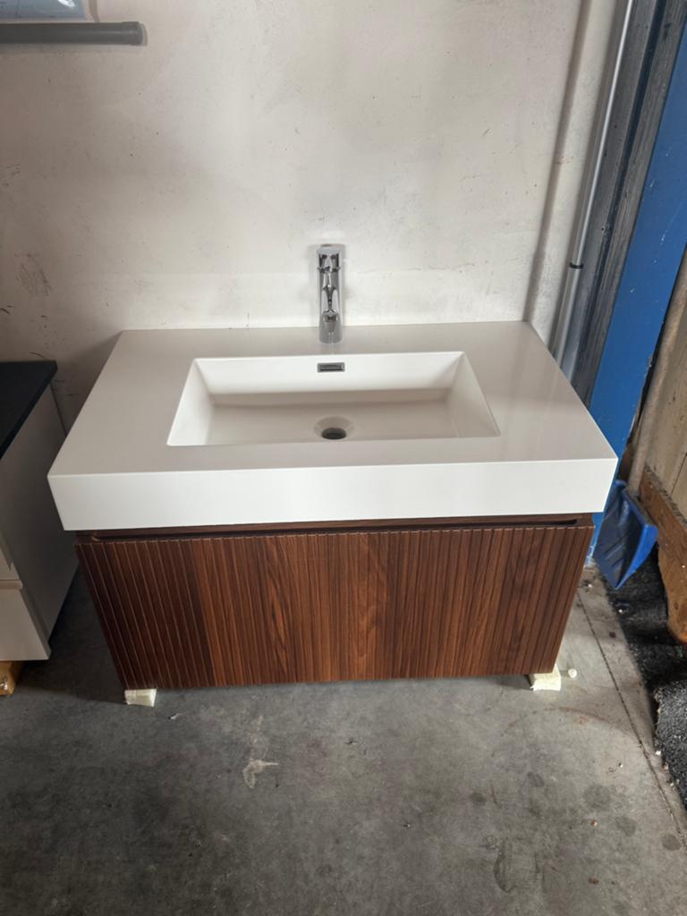 Badmeubel 80 & 60 CM Breed / Wastafel / Hout look & Wit, Huis en Inrichting, Badkamer | Badkamermeubels, Ophalen, Nieuw, Wastafelkast