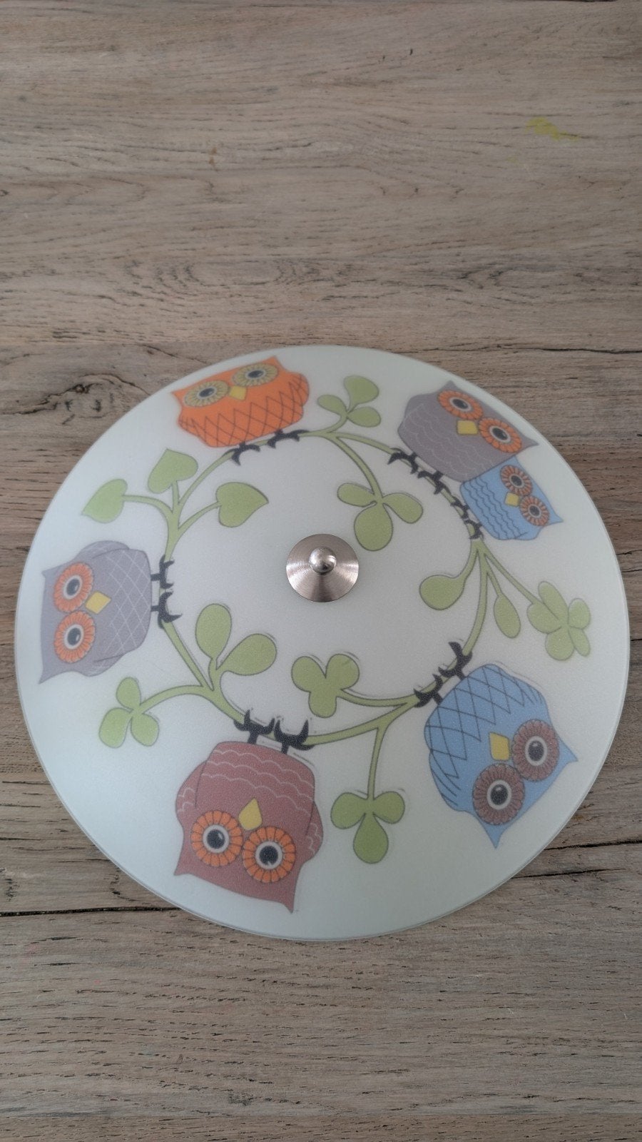 Leuke uiltjes slaapkamerlamp van glas voor kinderkamer, Ophalen of Verzenden, Gebruikt, Lamp