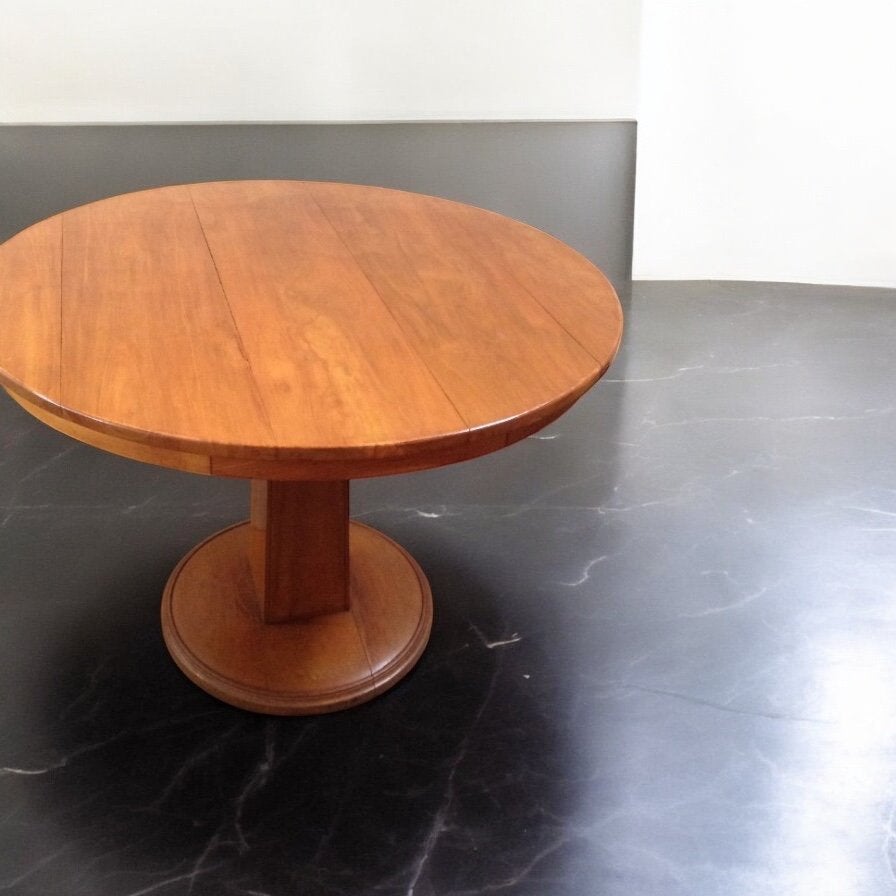 Vintage ronde eettafel van kersen hout 90 cm. Art Deco stijl, Antiek en Kunst, Ophalen