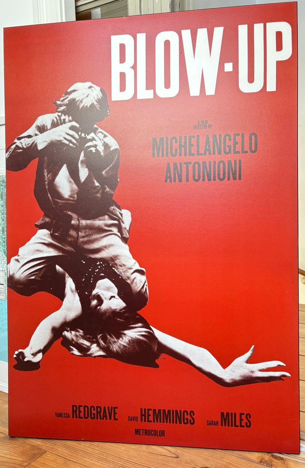 Blow-Up by Michelangelo Antonioni movie poster mounted, Ophalen, Zo goed als nieuw, Deurposter of groter, Film en Tv
