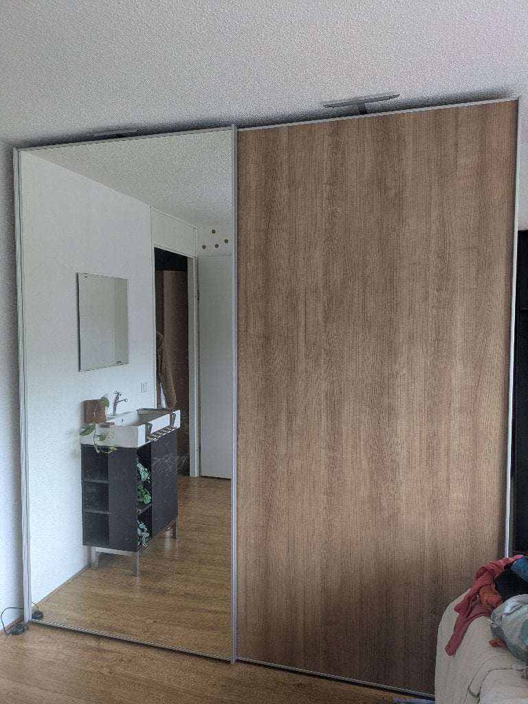 Schuifwandkast met spiegel, Huis en Inrichting, Ophalen, Gebruikt, 200 cm of meer, 200 cm of meer