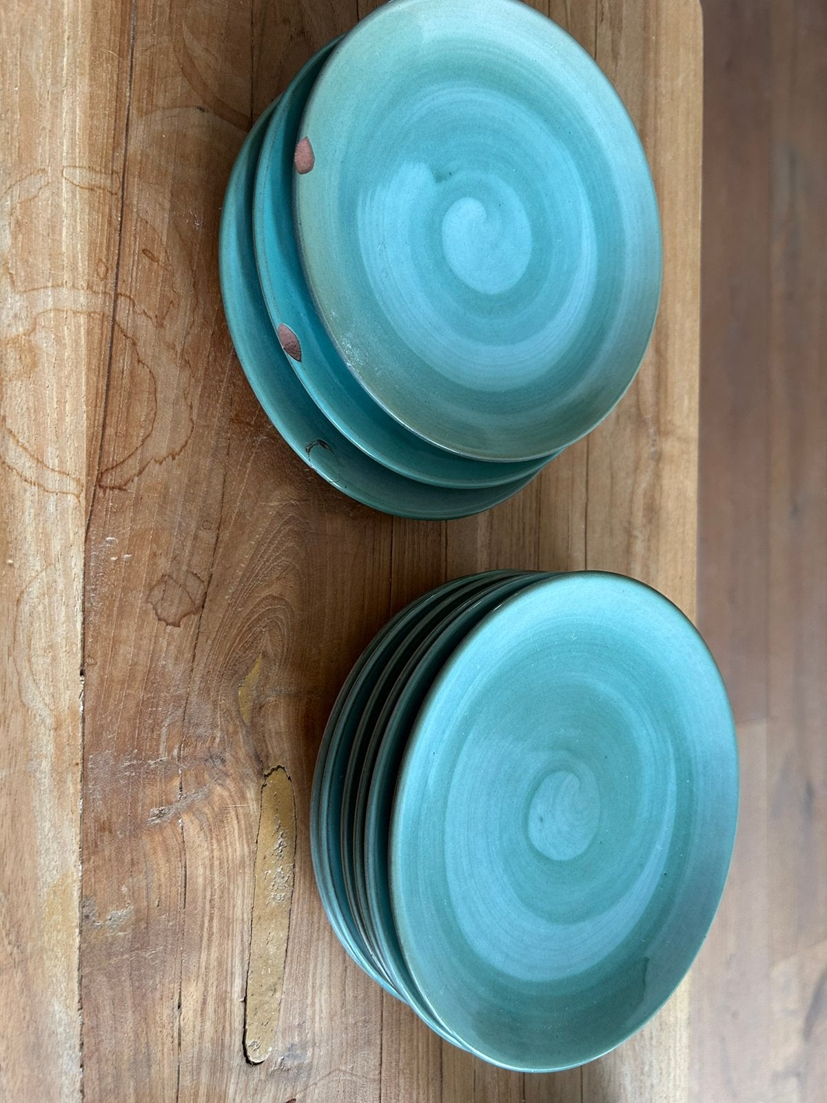 6 groene gebaksbordjes volendams aardewerk, Huis en Inrichting, Keuken | Servies, Ophalen of Verzenden, Aardewerk, Overige stijlen