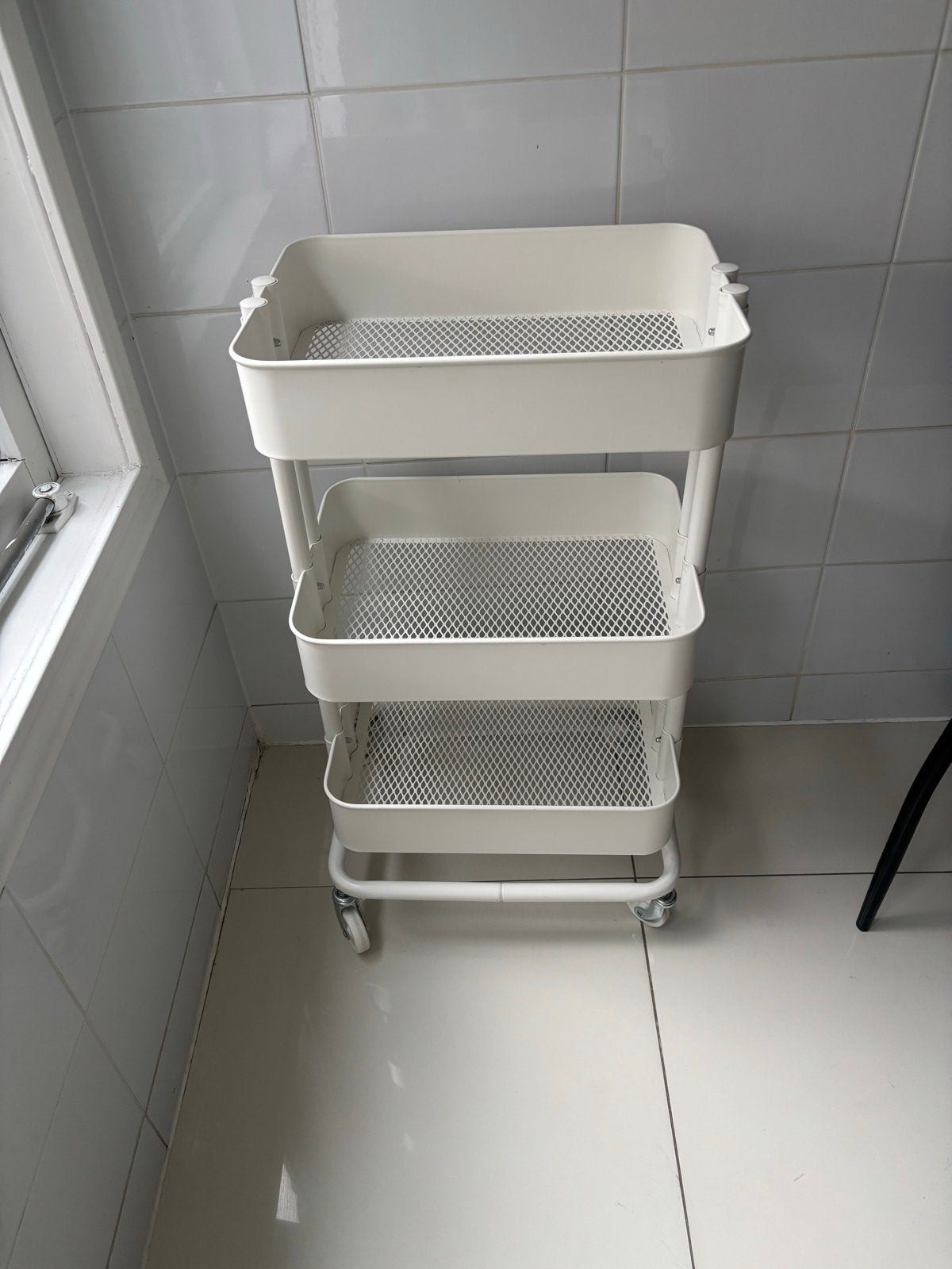 IKEA Trolley roltafel 35x45x77cm, Ophalen, Gebruikt, Wit, Metaal