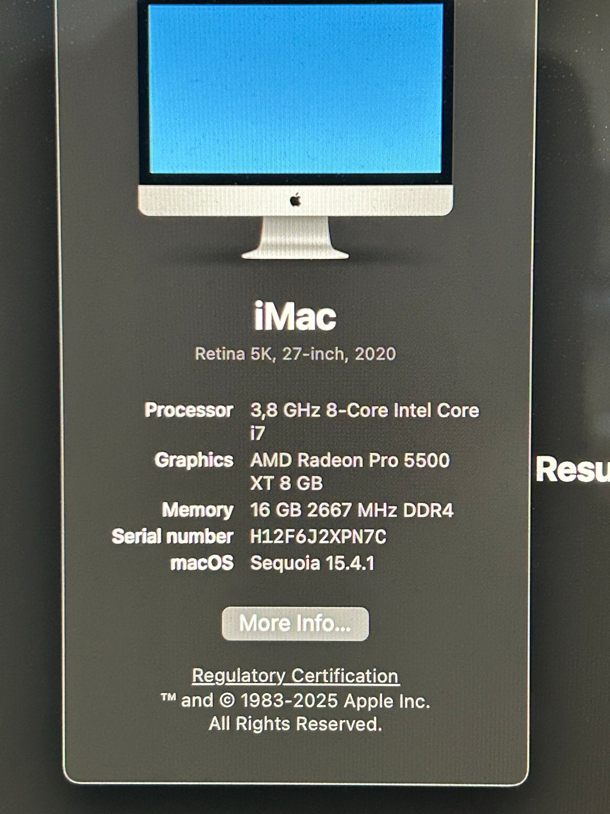 iMac Retina 5K, 27-inch, 2020 - 3.8 GHz 8-Core Intel Core i7, Ophalen, IMac, Zo goed als nieuw, 3 tot 4 Ghz