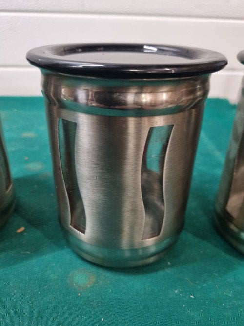 voorraad potten zwart chroom inox 3x, Ophalen of Verzenden
