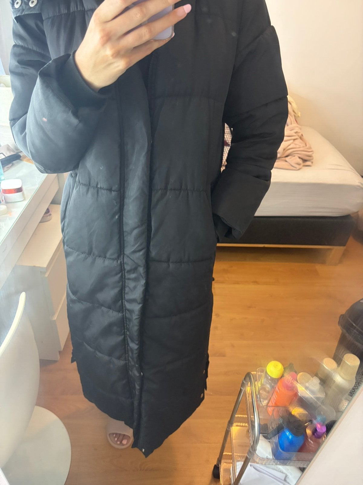 Zwarte lange winterjas, Kleding | Dames, Jassen | Winter, Zo goed als nieuw, Zwart, Ophalen of Verzenden